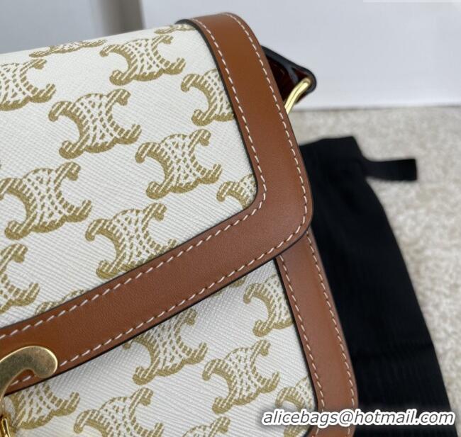 Promotional Celine Classique Triomphe Bag in Triomphe Canvas & Calfskin 187363 White 2025