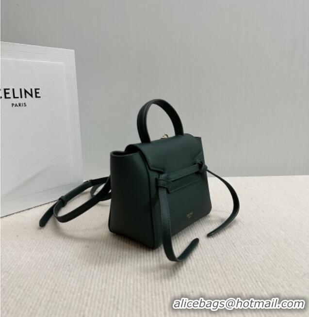 Best Product Celine Belt Pico Mini Bag in Grained Leather 194263 Green 2025