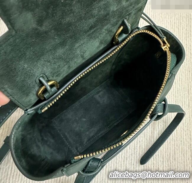 Best Product Celine Belt Pico Mini Bag in Grained Leather 194263 Green 2025