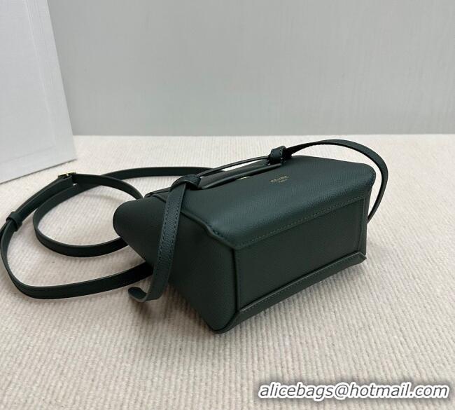 Best Product Celine Belt Pico Mini Bag in Grained Leather 194263 Green 2025