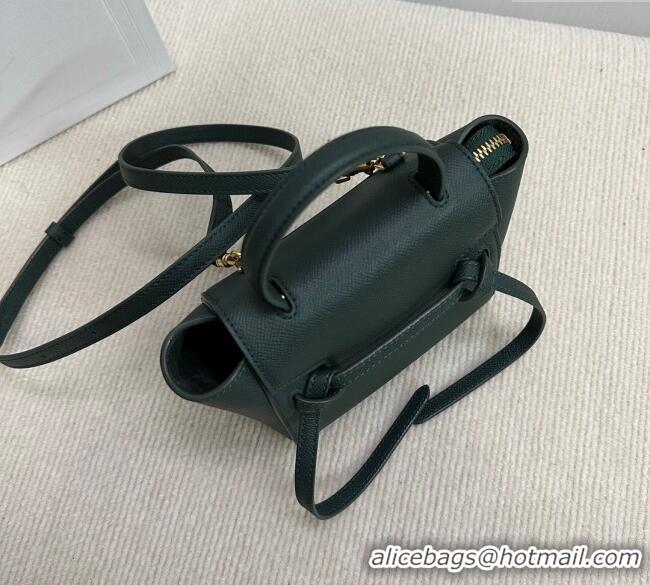 Best Product Celine Belt Pico Mini Bag in Grained Leather 194263 Green 2025