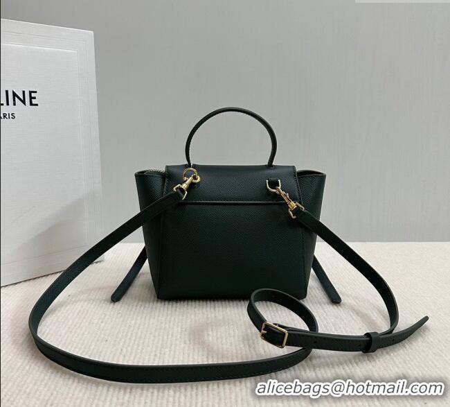 Best Product Celine Belt Pico Mini Bag in Grained Leather 194263 Green 2025