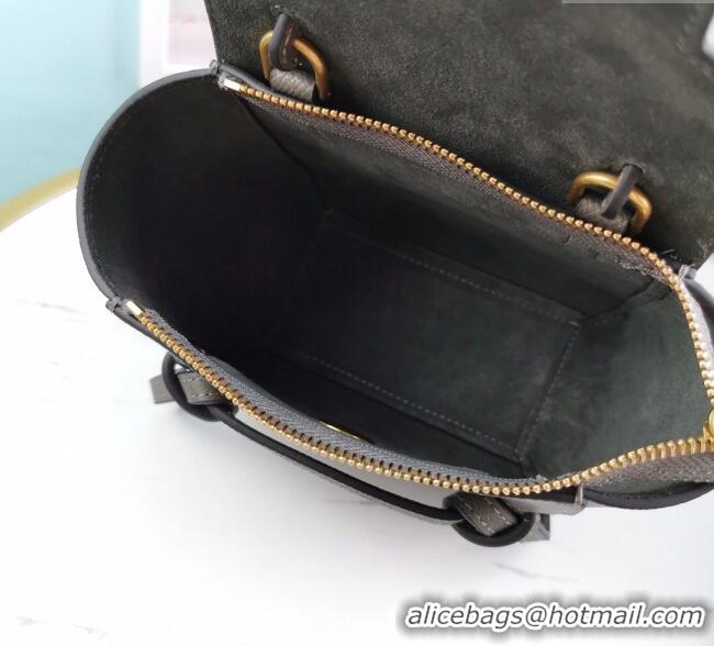 Low Price Celine Belt Pico Mini Bag in Grained Leather 194263 Grey 2025