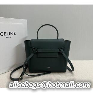 Famous Brand Celine Belt Pico Nano Bag in Grained Leather 189003 Green 2025