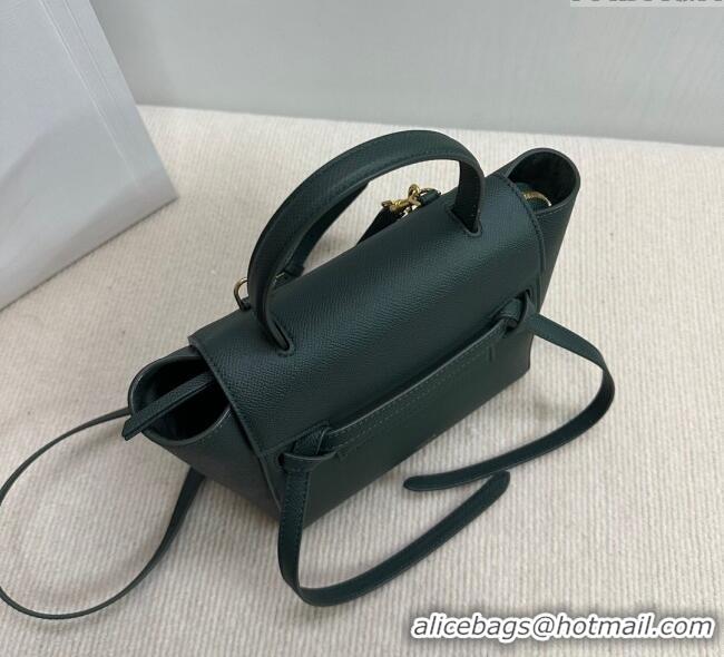 Famous Brand Celine Belt Pico Nano Bag in Grained Leather 189003 Green 2025