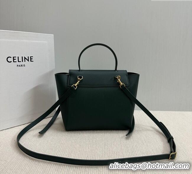 Famous Brand Celine Belt Pico Nano Bag in Grained Leather 189003 Green 2025