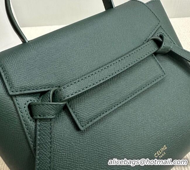 Famous Brand Celine Belt Pico Nano Bag in Grained Leather 189003 Green 2025