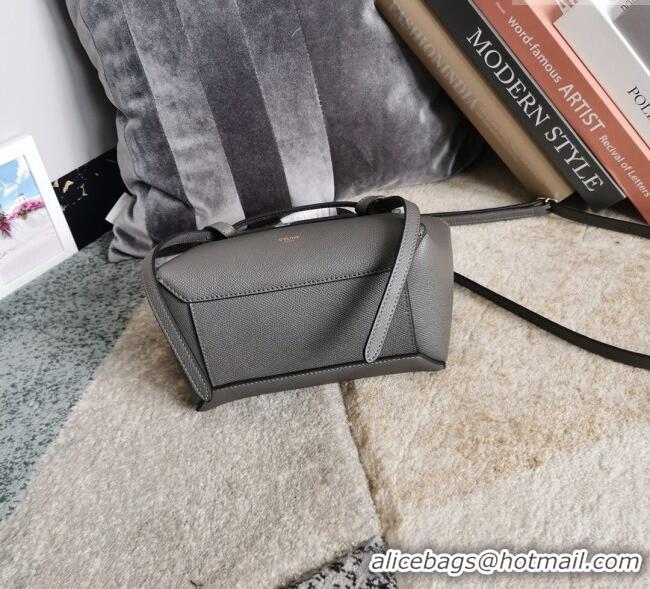 Inexpensive Celine Belt Pico Nano Bag in Grained Leather 189003 Grey 2025