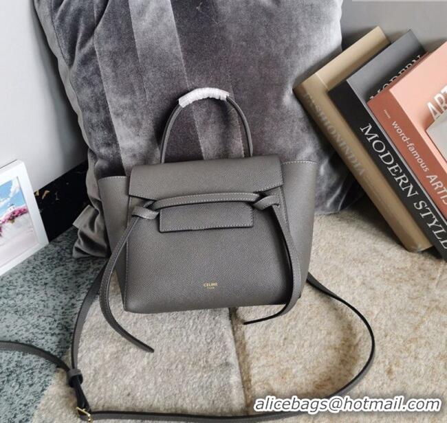 Inexpensive Celine Belt Pico Nano Bag in Grained Leather 189003 Grey 2025