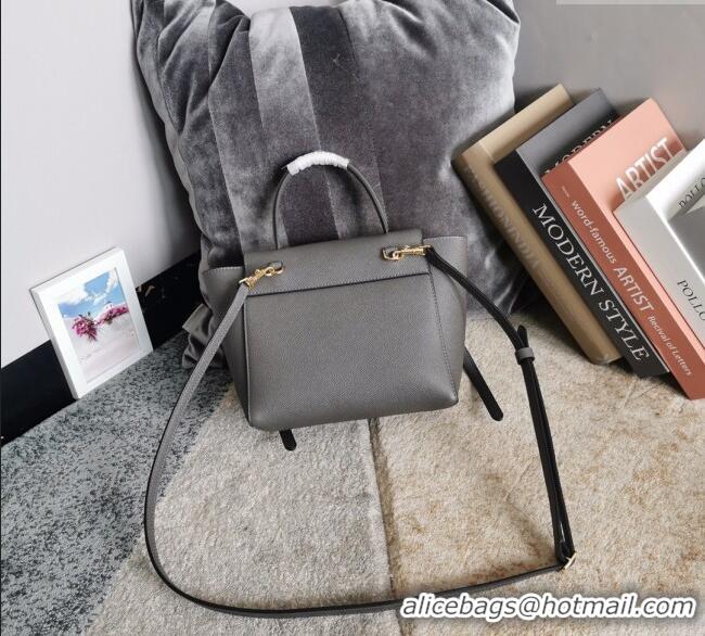 Inexpensive Celine Belt Pico Nano Bag in Grained Leather 189003 Grey 2025
