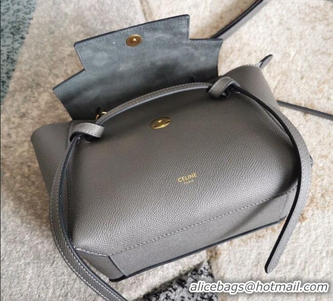 Inexpensive Celine Belt Pico Nano Bag in Grained Leather 189003 Grey 2025