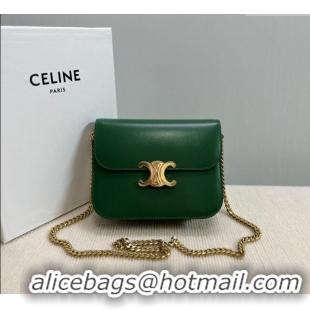 Grade Design Celine College Triomphe Chain Bag in Calfskin Leather 113583 Forest Green 2025