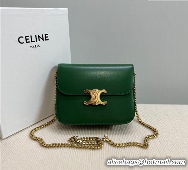 Grade Design Celine College Triomphe Chain Bag in Calfskin Leather 113583 Forest Green 2025