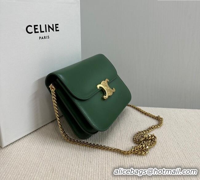 Grade Design Celine College Triomphe Chain Bag in Calfskin Leather 113583 Forest Green 2025