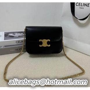 Famous Brand Celine College Triomphe Chain Bag in Calfskin Leather 113583 Black 2025