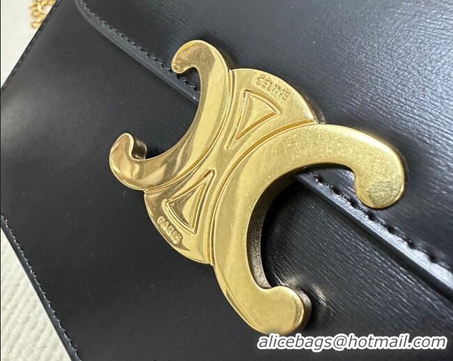 Famous Brand Celine College Triomphe Chain Bag in Calfskin Leather 113583 Black 2025