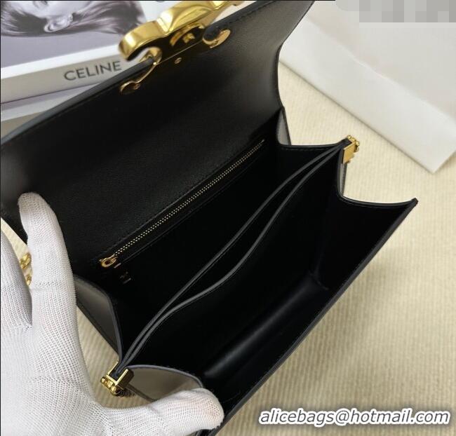Famous Brand Celine College Triomphe Chain Bag in Calfskin Leather 113583 Black 2025