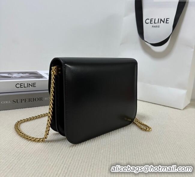 Famous Brand Celine College Triomphe Chain Bag in Calfskin Leather 113583 Black 2025