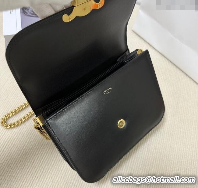 Famous Brand Celine College Triomphe Chain Bag in Calfskin Leather 113583 Black 2025