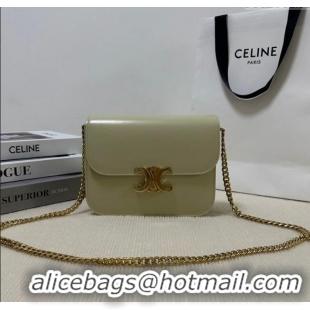 Unique Grade Celine College Triomphe Chain Bag in Calfskin Leather 113583 Steppe Green 2025
