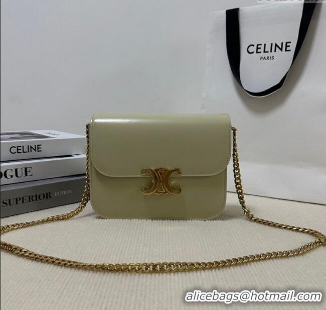 Unique Grade Celine College Triomphe Chain Bag in Calfskin Leather 113583 Steppe Green 2025