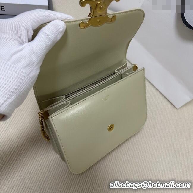 Unique Grade Celine College Triomphe Chain Bag in Calfskin Leather 113583 Steppe Green 2025