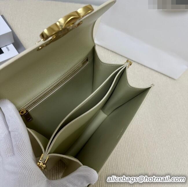 Unique Grade Celine College Triomphe Chain Bag in Calfskin Leather 113583 Steppe Green 2025