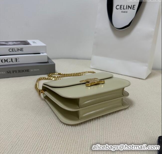 Unique Grade Celine College Triomphe Chain Bag in Calfskin Leather 113583 Steppe Green 2025