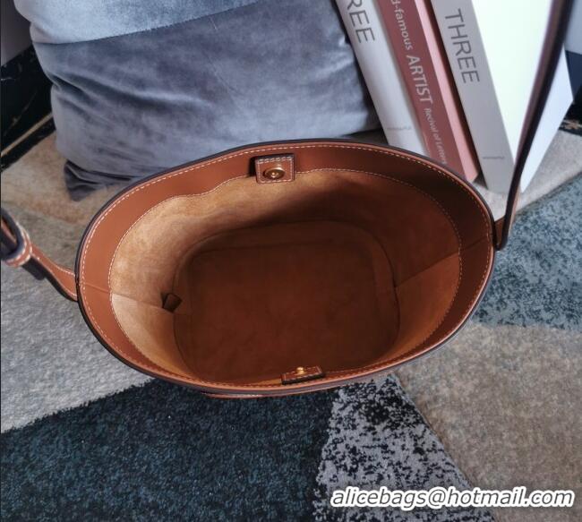 Grade Design Celine Small Cuir Triomphe Bucket Bag in Calfskin Leather 198243 Brown 2025