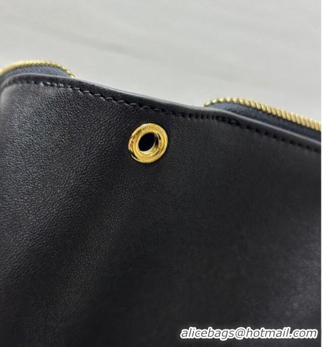 Super Quality Celine Medium New Luggage Top Handle Bag in Supple Shiny Lambskin Leather 123693 Black 2025