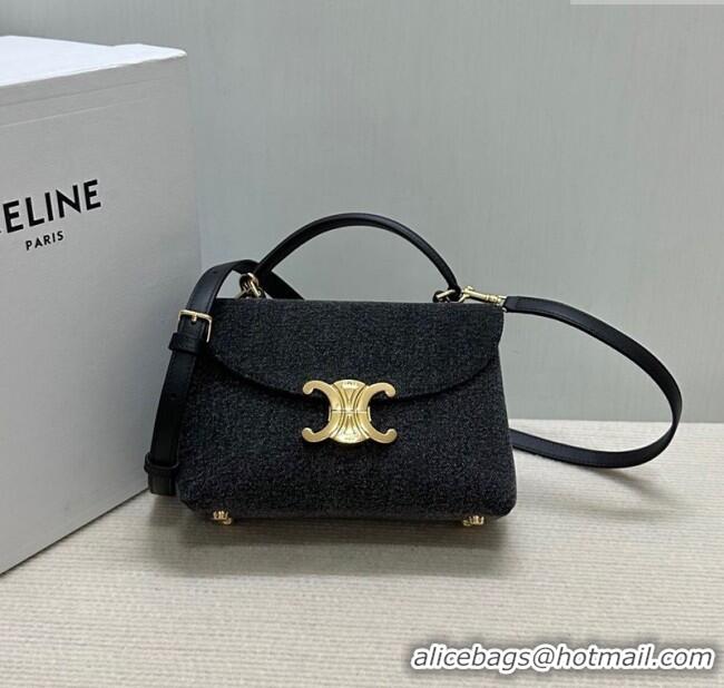 Best Quality Celine Teen Nino Bag in Triomphe Denim 118112 Black 2025