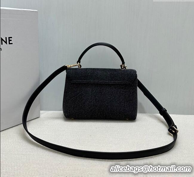 Best Quality Celine Teen Nino Bag in Triomphe Denim 118112 Black 2025