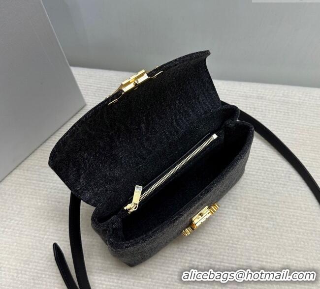 Best Quality Celine Teen Nino Bag in Triomphe Denim 118112 Black 2025