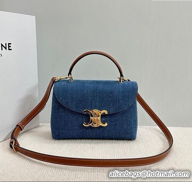 Big Discount Celine Teen Nino Bag in Triomphe Denim 118112 Blue 2025