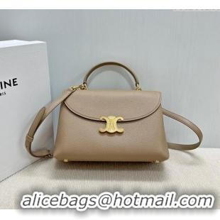 Best Price Celine Medium Nino Top Handle bag in Supple Calfskin 117523 Smoke Brown 2025