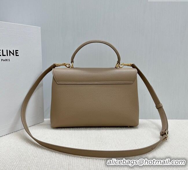 Best Price Celine Medium Nino Top Handle bag in Supple Calfskin 117523 Smoke Brown 2025