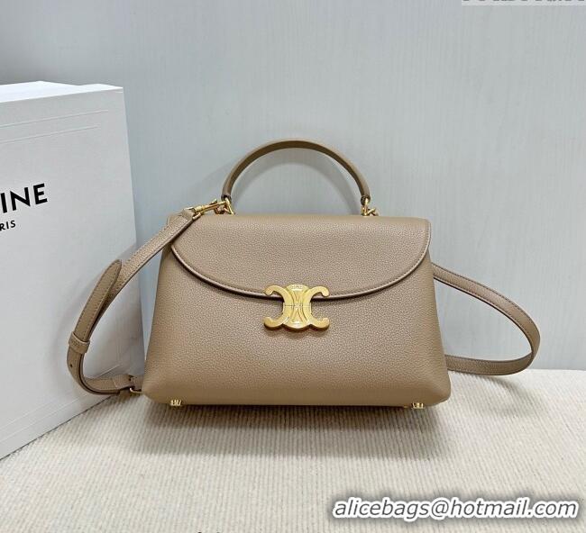Best Price Celine Medium Nino Top Handle bag in Supple Calfskin 117523 Smoke Brown 2025