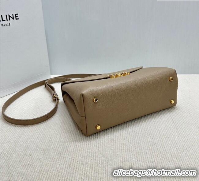 Best Price Celine Medium Nino Top Handle bag in Supple Calfskin 117523 Smoke Brown 2025