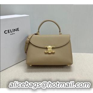 Top Quality Celine Medium Nino Top Handle bag in Supple Calfskin 117523 Cappuccino Beige 2025