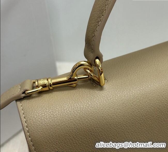 Top Quality Celine Medium Nino Top Handle bag in Supple Calfskin 117523 Cappuccino Beige 2025