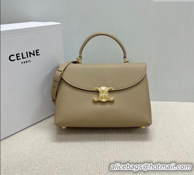 Top Quality Celine Medium Nino Top Handle bag in Supple Calfskin 117523 Cappuccino Beige 2025