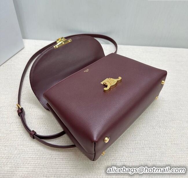 Discount Design Celine Medium Nino Top Handle bag in Supple Calfskin 117523 Dark Burgundy 2025