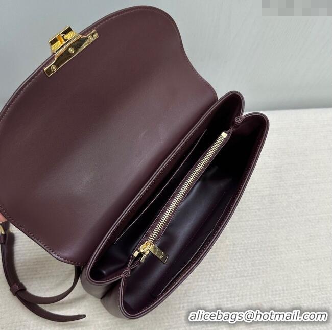 Discount Design Celine Medium Nino Top Handle bag in Supple Calfskin 117523 Dark Burgundy 2025