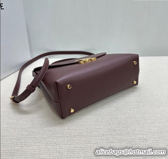 Discount Design Celine Medium Nino Top Handle bag in Supple Calfskin 117523 Dark Burgundy 2025