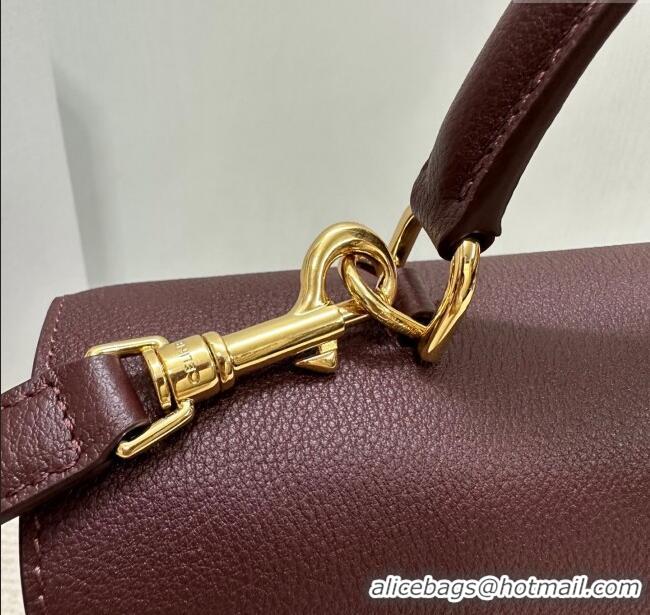 Discount Design Celine Medium Nino Top Handle bag in Supple Calfskin 117523 Dark Burgundy 2025