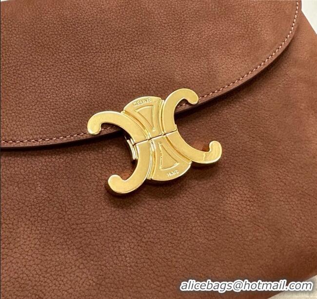 Popular Style Celine Medium Nino Top Handle bag in Suede 117523 Chestnut Brown 2025