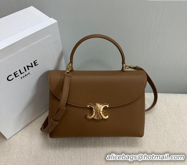 Market Sells Celine Medium Nino Top Handle bag in Supple Calfskin 117523 Bronze Brown 2025