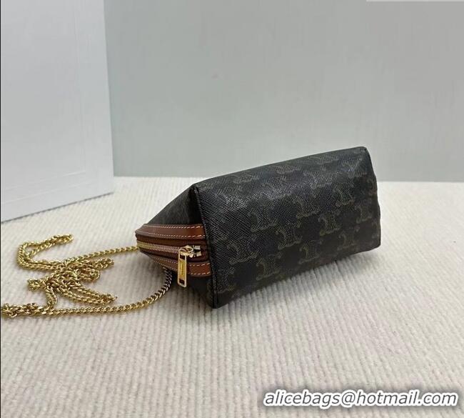 Super Quality Celine Clutch On Chain Mini Bag in Triomphe Canvas and Lambskin 10E382 2025