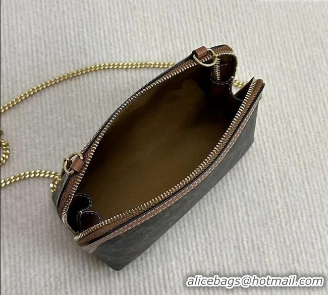 Super Quality Celine Clutch On Chain Mini Bag in Triomphe Canvas and Lambskin 10E382 2025