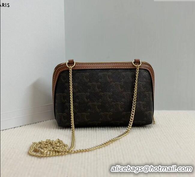 Super Quality Celine Clutch On Chain Mini Bag in Triomphe Canvas and Lambskin 10E382 2025